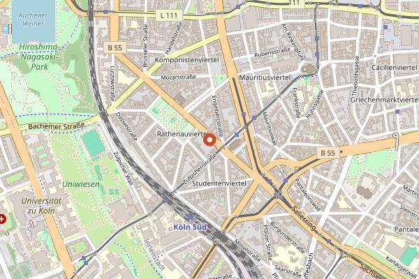 Map showing Hellers Brauhaus in Cologne