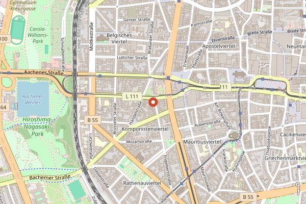 Map showing Brauhaus Putz in Cologne