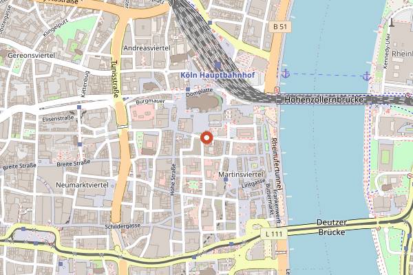 Map showing Fruh am Dom in Cologne