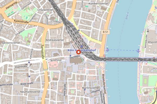 Map showing Wartesaal am Dom in Cologne