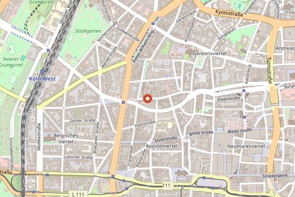 Map showing Kolsch at Brauerei Paeffgen in Cologne