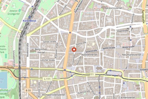 Map showing Sattgrün buffet in Cologne
