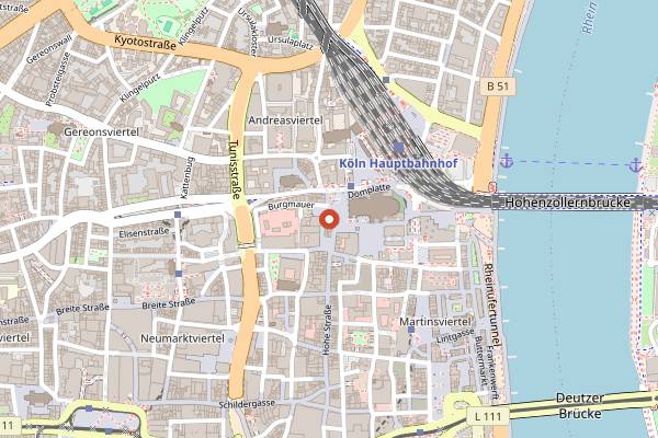 Map showing Starbucks Koln Dom in Cologne