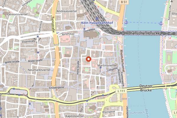 Map showing Gildenhaus in Cologne