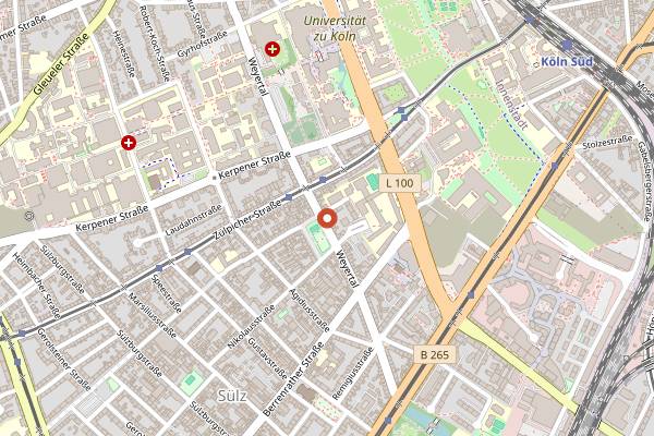 Map showing ERNST Kaffeeroester Weyertal in Cologne