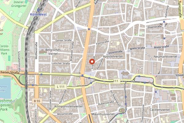 Map showing Cassius Garten Cologne in Cologne