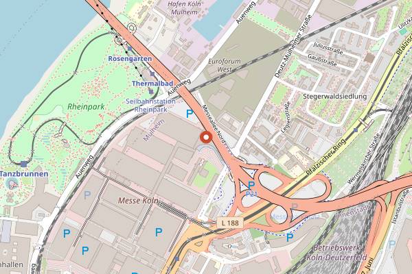 Map showing ISM Cologne International Sweets and Snacks Fair in Cologne