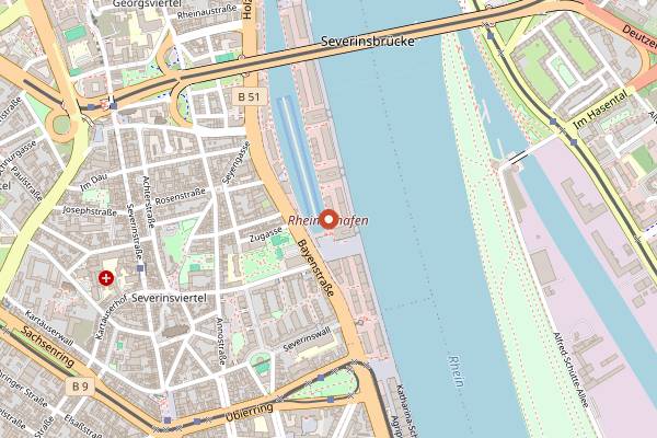 Map showing Weinfest am Rhein in Cologne