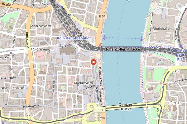Map showing maiBeck in Cologne