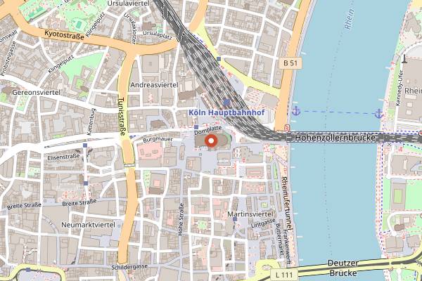 Map showing Kölsch Brewery Walking Tour in Cologne