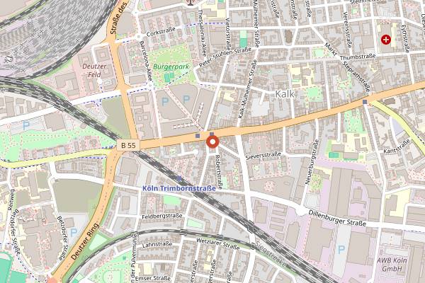 Map showing Wochenmarkt Kalk in Cologne