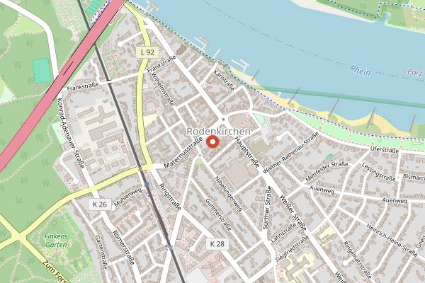 Map showing Wochenmarkt Rodenkirchen in Cologne