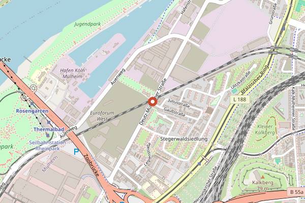 Map showing Gebäude 9 in Cologne