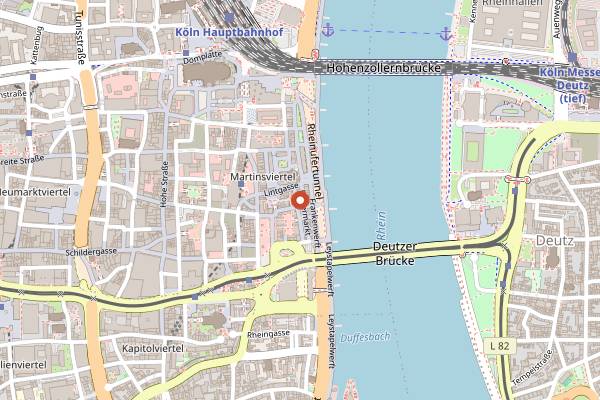 Map showing Papa Joe's Jazzlokal Em Streckstrump in Cologne