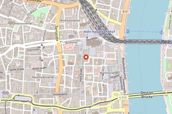 Map showing Früh am Dom in Cologne