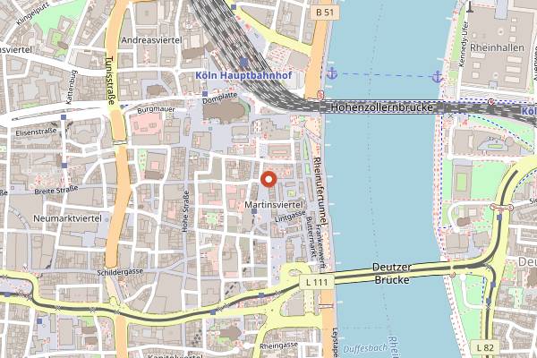 Map showing Peters Brauhaus in Cologne