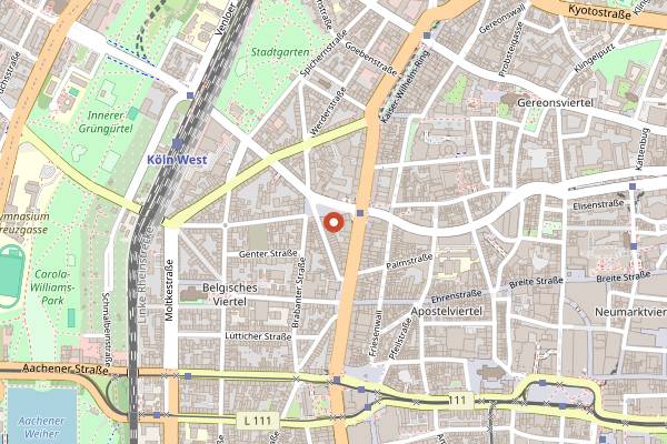 Map showing Chin Burger in Cologne