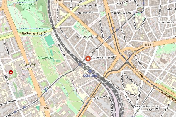 Map showing Ferkulum in Cologne
