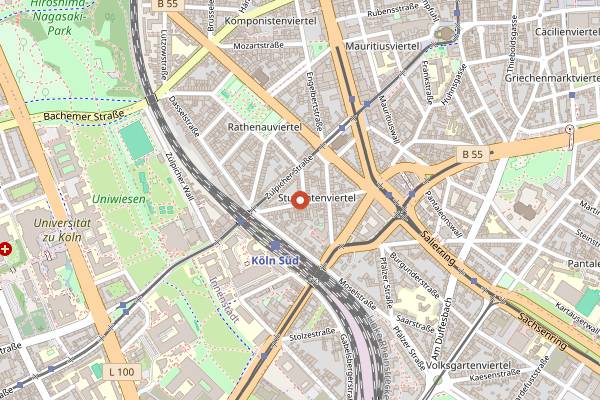 Map showing Oruc Kebap in Cologne