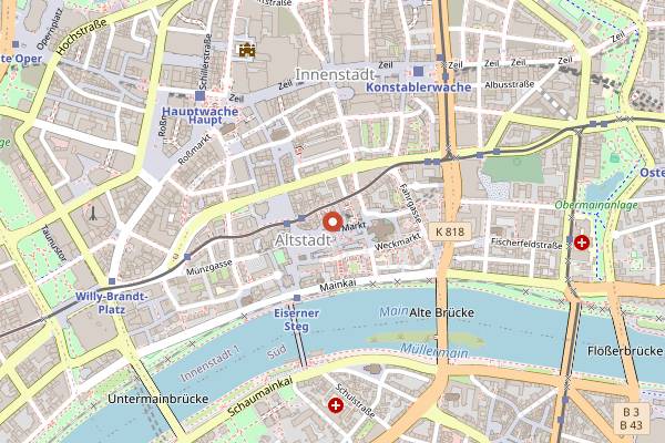 Map showing Hoppenworth & Ploch Altstadtbäckerei in Frankfurt