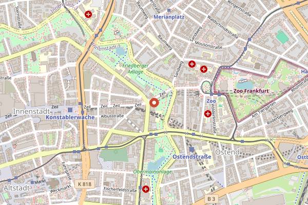 Map showing Café Maingold in Frankfurt