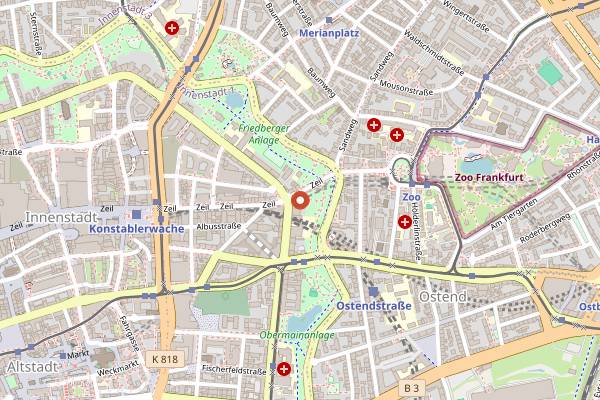 Map showing Café Maingold in Frankfurt