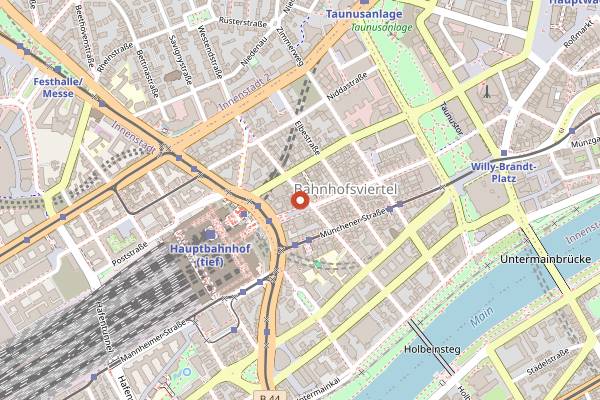 Map showing Saravanaa Bhavan in Frankfurt