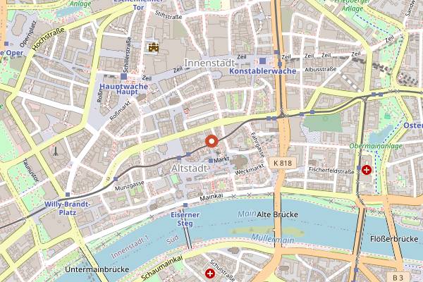 Map showing Bitter & Zart in Frankfurt