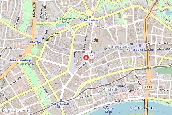 Map showing Café Hauptwache in Frankfurt