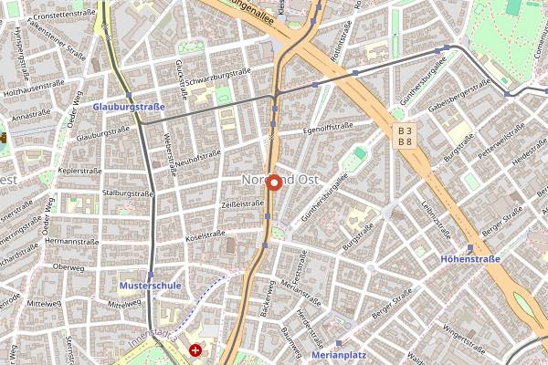 Map showing Hoppenworth & Ploch Café Nordend in Frankfurt