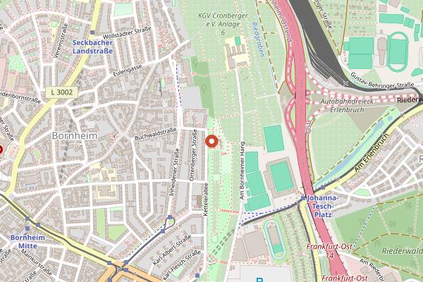 Map showing Bornheimer Ratskeller in Frankfurt
