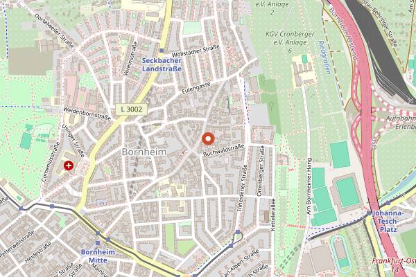 Map showing Gasthaus Zur Sonne in Frankfurt