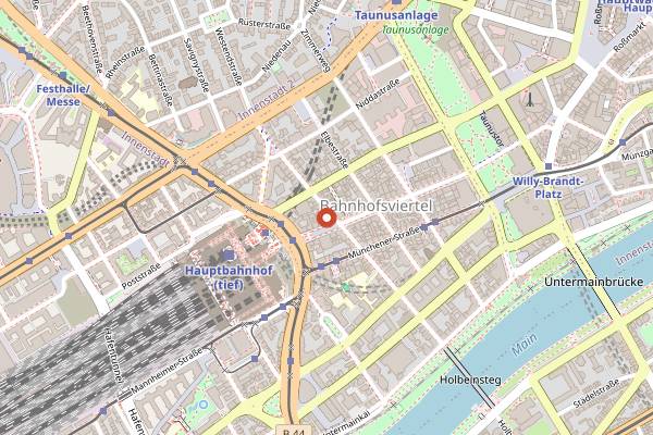 Map showing Saravanaa Bhavan in Frankfurt