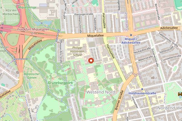 Map showing Hoppenworth & Ploch Café am Campus Westend in Frankfurt