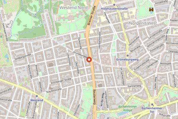 Map showing Anna Reckmann Pâtisserie in Frankfurt