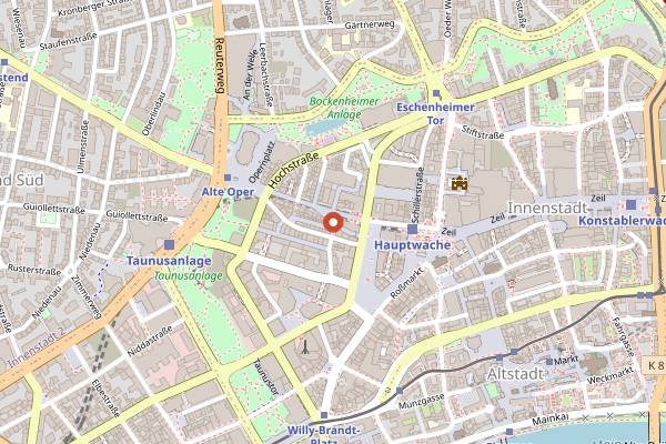 Map showing Rheingauer Weinmarkt in Frankfurt