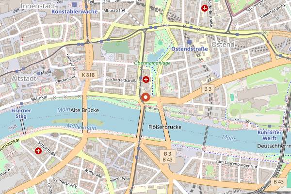 Map showing Goldmund in Frankfurt