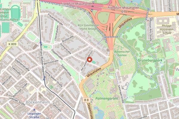 Map showing Restaurant Villa Merton in Frankfurt