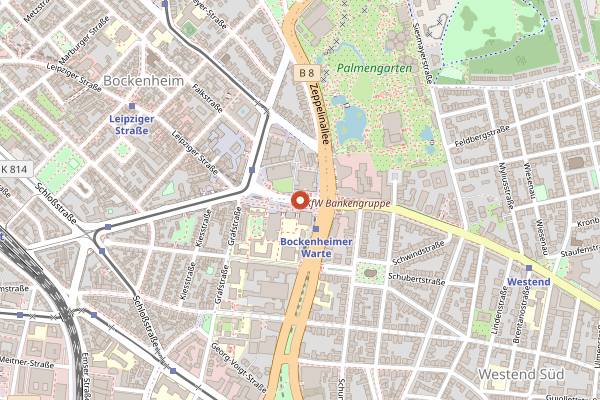 Map showing Wochenmarkt Bockenheim in Frankfurt