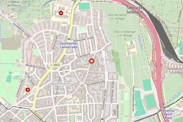 Map showing Wochenmarkt Bornheim in Frankfurt
