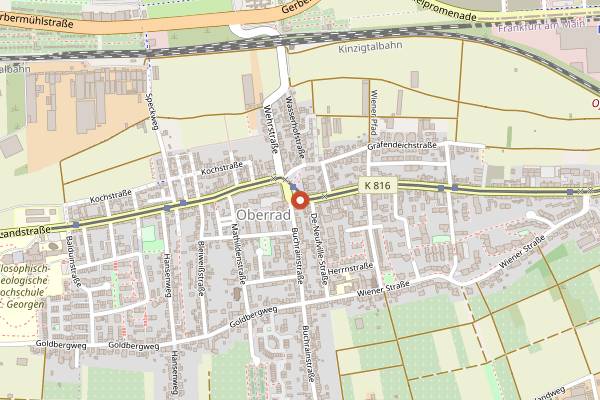 Map showing Wochenmarkt Oberrad in Frankfurt