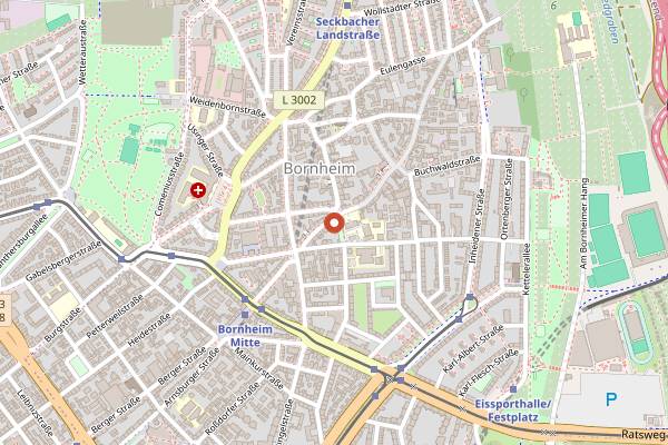 Map showing Apfelwein Solzer in Frankfurt