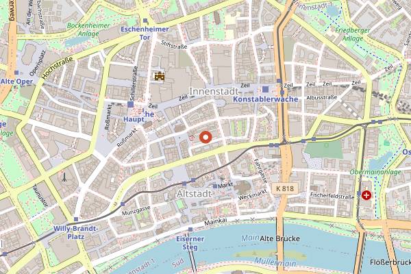 Map showing Edel's Hausmannskost (Kleinmarkthalle) in Frankfurt