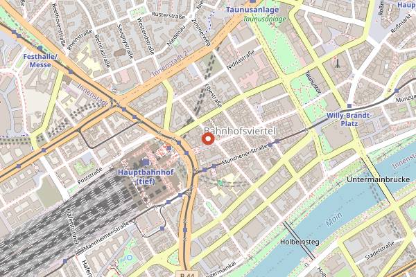Map showing Saravanaa Bhavan in Frankfurt