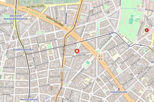 Map showing Blumen, nebenan. in Frankfurt