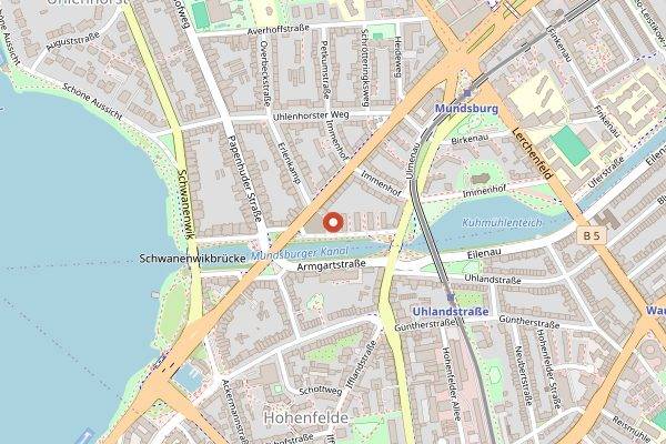 Map showing Oskars Baeckerei in Hamburg