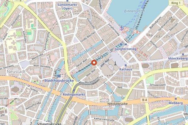 Map showing Brauhaus Joh. Albrecht in Hamburg