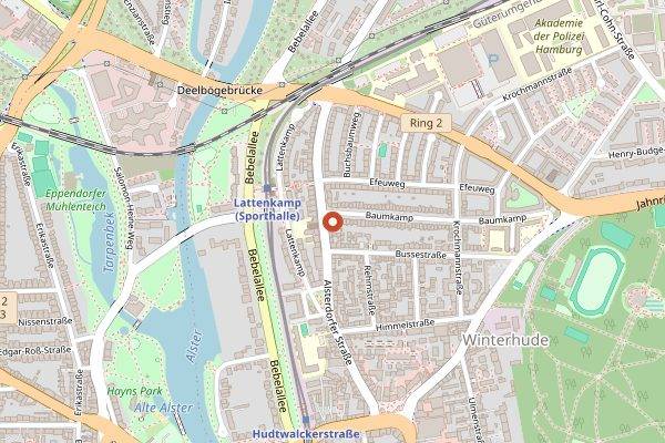 Map showing Cafe May Winterhude in Hamburg