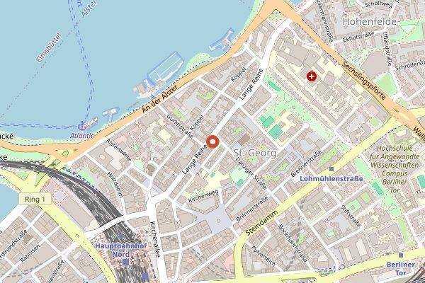 Map showing Cox in Hamburg