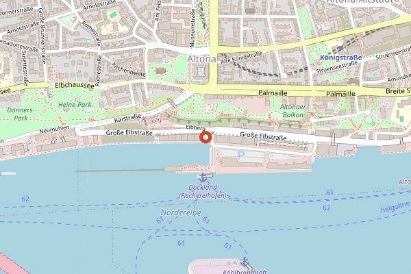 Map showing Fischereihafen Restaurant in Hamburg
